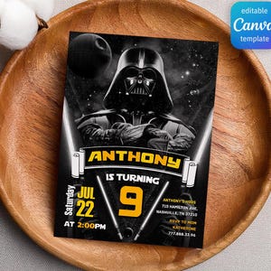 Printable birthday invite, Editable invitation, instant Download, wars invitation, Star invite, wars invitation, darth vader birthday party