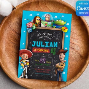 Invito Toy Story Woody, due infiniti oltre Invito modificabile, Invito di compleanno stampabile Toy Story, invito di compleanno per ragazzo e ragazza