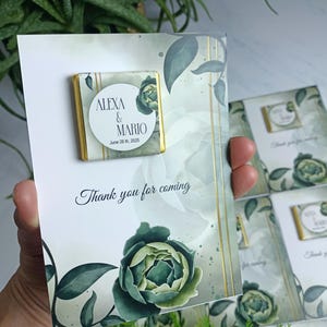 Gepersonaliseerde chocolade bedankkaart | Aangepaste huwelijksuitnodiging | Verloving, vrijgezellenfeest, henna-nachtcadeau