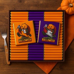 Halloween Chocolate Favors – Spooky Pumpkin and Mask Design, Trick or Treat Party Candy, Gifts for Kids and Adults, Pumpkin & Boo Treats