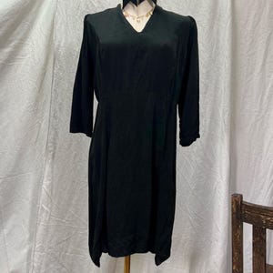 Classic French 1940s Dress – Little Black Dress Satin Elegance