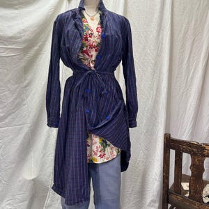 Vintage 1940s French Farm Dress with Belt and Pockets