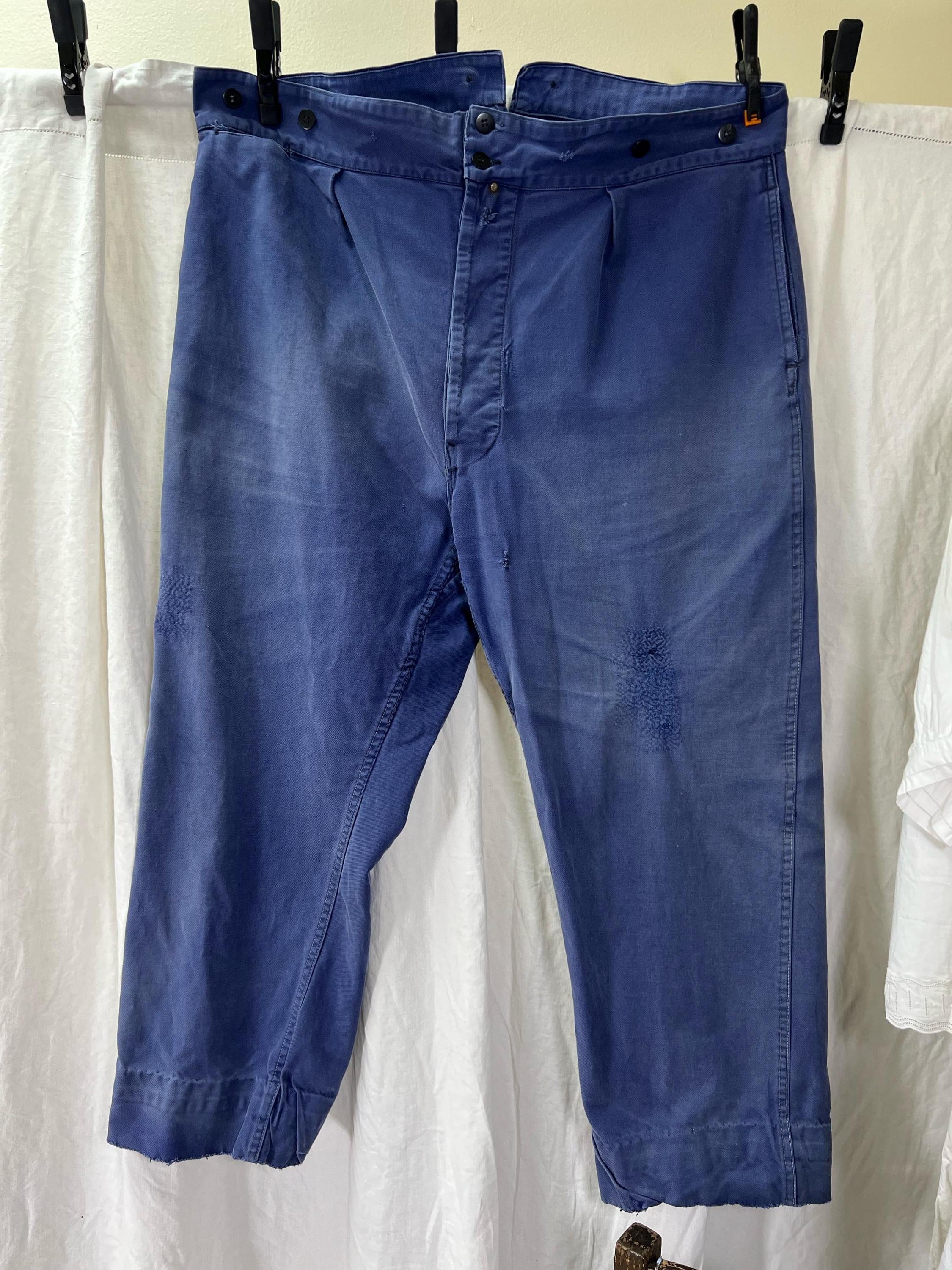 パンツ French vintage work trousers 30s Vintage French work chore pants blue farmers 1930s trousers