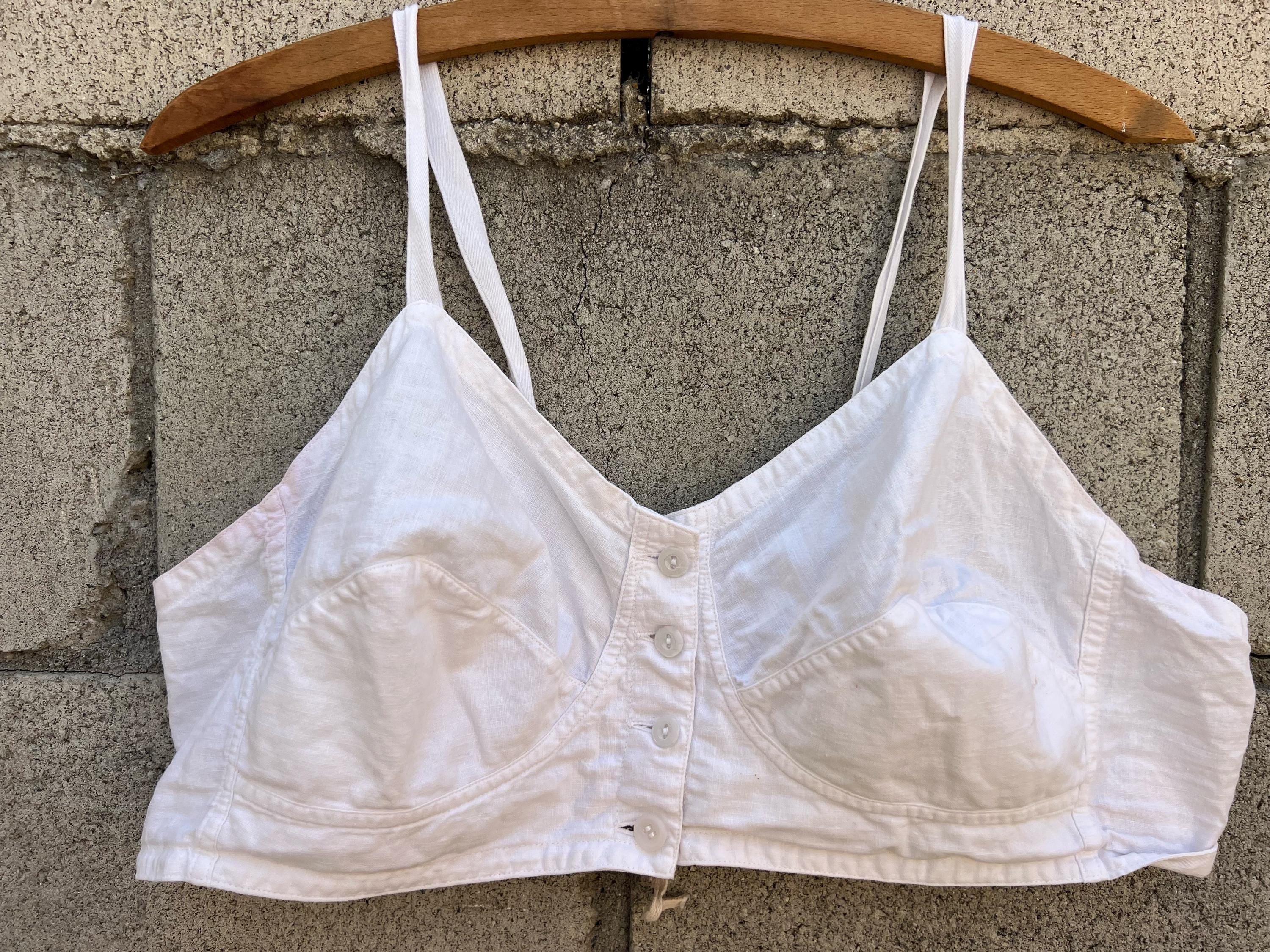 トップス 1930-1940s French bra top 1930-1940s French bra top Vintage 1930s 1940s French Pink Cotton