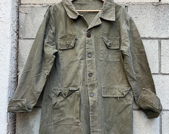 Vintage French Workwear Jacket - 1930s Chore Coat - 40