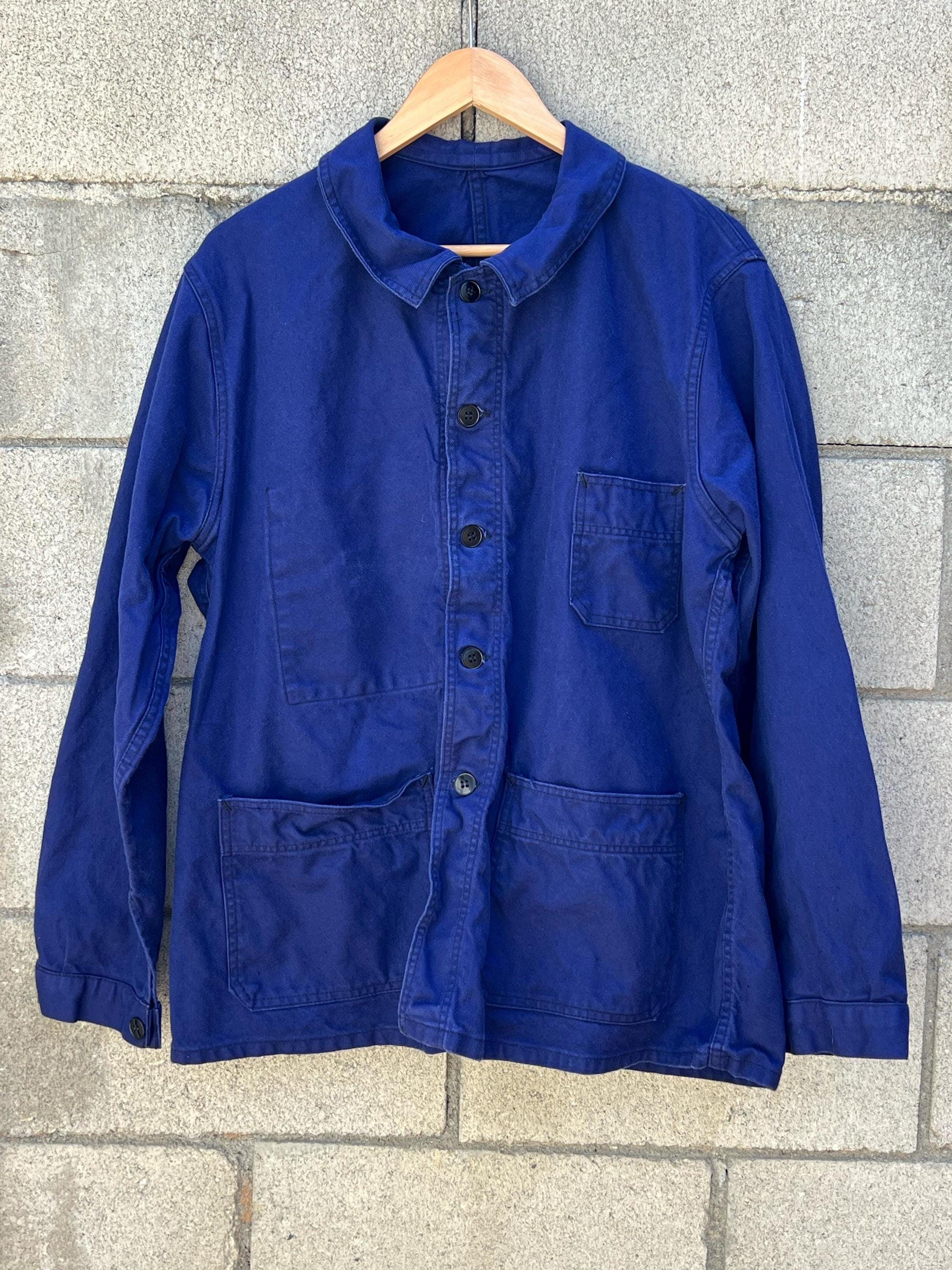 ジャケット・アウター 50s-60s French Work jacket coat French Army 1950s Blue Cotton Twill Work Chore Jacket Size M