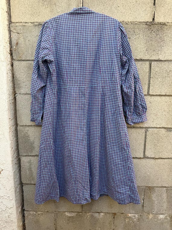 French 50's cotton plaid smock dress - image 7