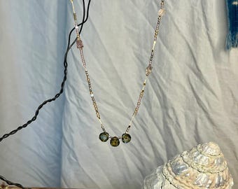 Earth Crystal Drop String Necklace - Earthy Bohemian elegance