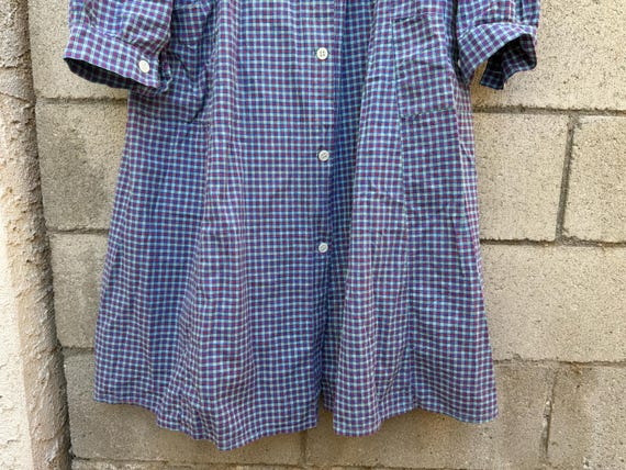French 50's cotton plaid smock dress - image 4