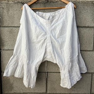 Antique French White Cotton Bloomers | Early 1900s Victorian Underwear Pants