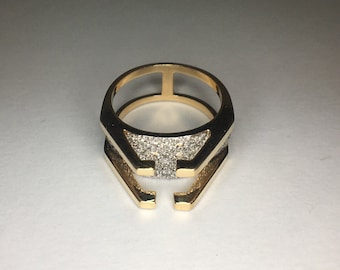 Amazing Vintage Diamond Ring with Tension Setting For Large Stone - Gold and Pave Diamonds Deluxe!!