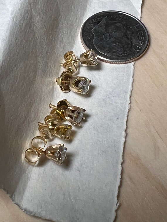 Five Diamond Studs in 14K Yellow Gold - Single St… - image 3