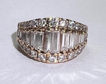 Baguette and Round Diamond Estate Ring in 14K Yellow Gold W Appraisal USD 5800.00