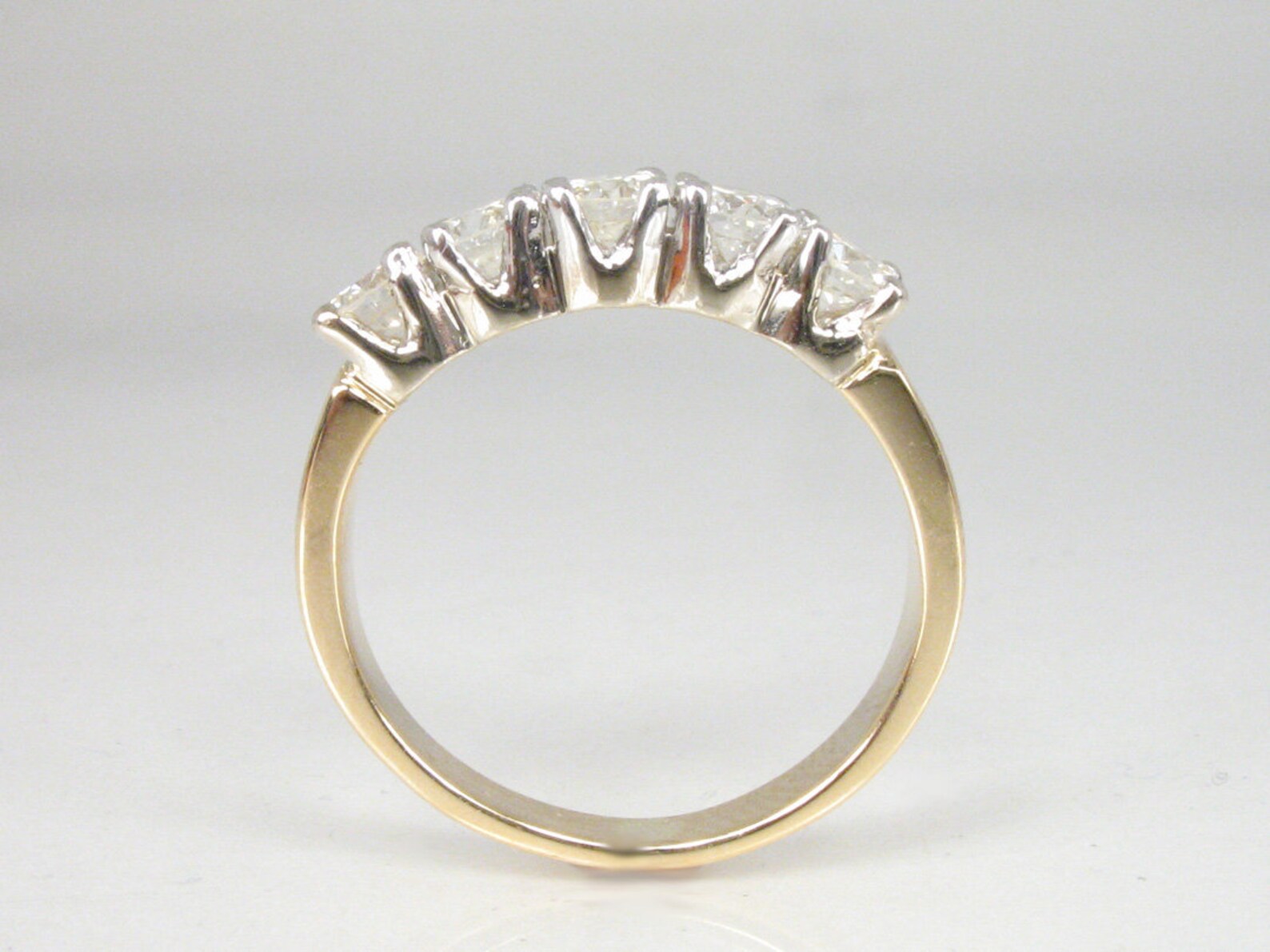 Vintage Five Diamond Womens Wedding Ring 14K Yellow & White - Etsy