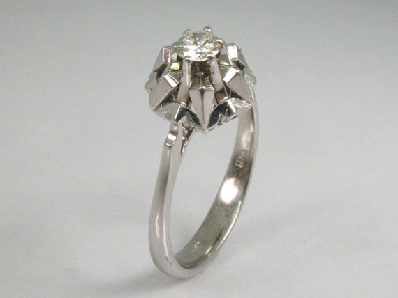Unique Mod Vintage Diamond Solitaire Engagement R… - image 4