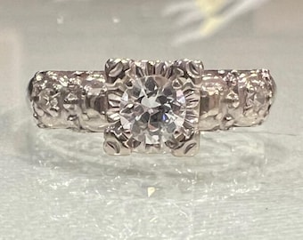 Vintage Diamond Engagement Ring - Transitional Cut - 3.8 Grams 14K