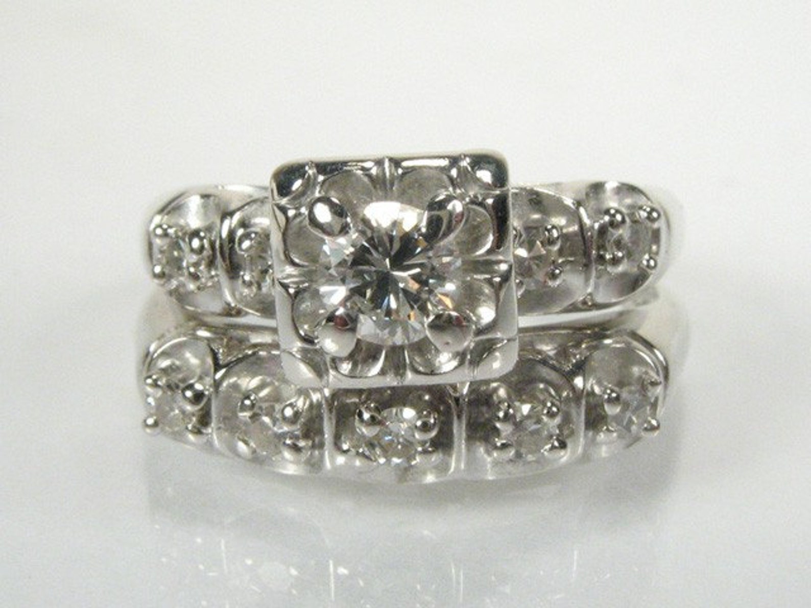 Vintage Diamond Wedding Rings Set Circa 1950 s Etsy
