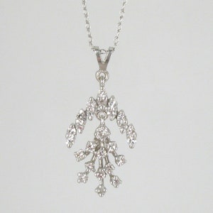 Diamond Chandelier Vintage Necklace - 14K White Gold - 26 Diamonds Unique Mid-Century 1960s Estimated Design - 16 Inch 14K White Gold Chain