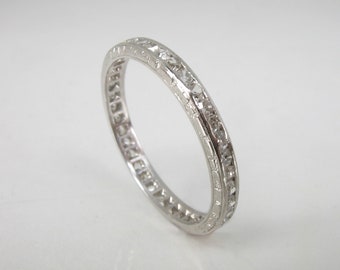 Vintage 14K White Gold Diamond Eternity Ring – Size 4.75