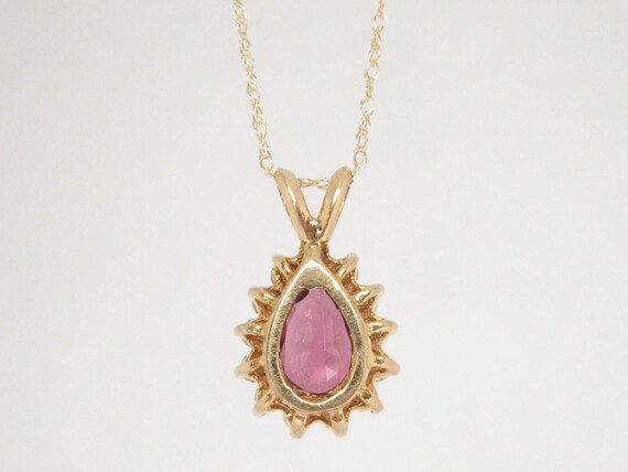 Purple Pink Pear Shape Garnet With Round Diamond … - image 2