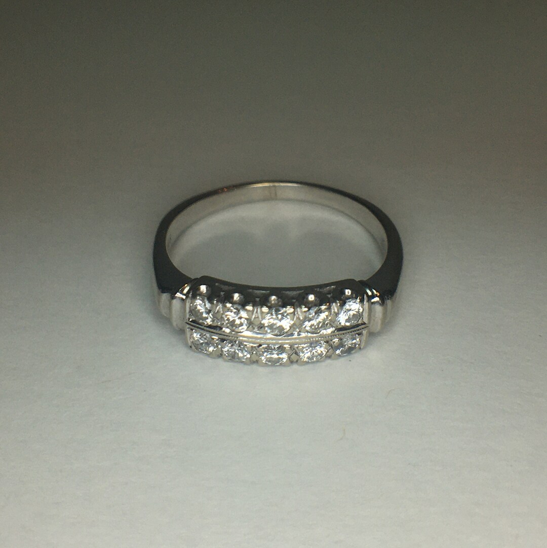 Art Deco Styled Diamond Wedding Ring – Super Fiery Diamonds 0.35 Carats ...