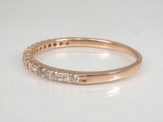 Dainty Rose Gold Diamond Stacking Wedding Ring - … - image 2