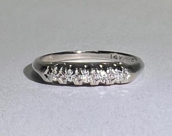 Vintage Diamond Wedding Band in 14K White Gold