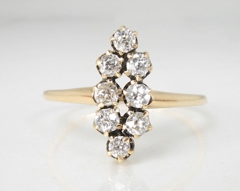 Edwardian Antique Diamond 14K Ring – European Cut, Size 7.75 Rare