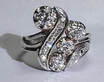 Vintage Diamond Cocktail Ring - 0.98 Carats TW - GIA Graduate Gemologist  Appraised USD 4225.00