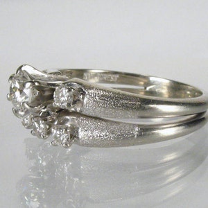 1960s Vintage Welded Matching Bridal Wedding Ring Set 14K White Gold ...