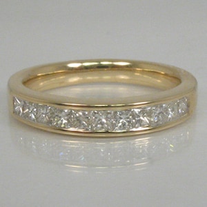 Princess Cut Diamond Wedding Band - Anniversary Band 0.50 Carats - Channel Set w/ GIA Graduate Gemologist Appraisal Included USD 1645.00 !!