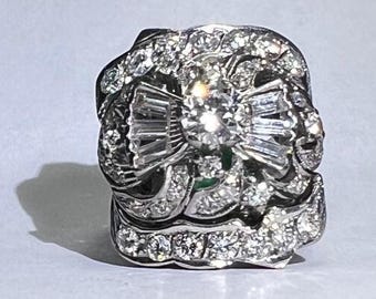 Vintage 14K White Gold 2.60 Carat TW Diamond Wedding Set – GIA Grad Gemologist Appraisal USD 9100.00