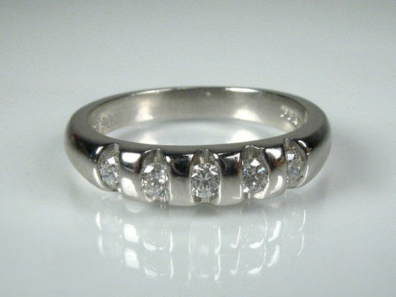 Diamond and Platinum Wedding Ring With 0.25 Carat… - image 1