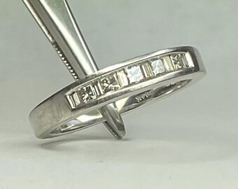 Estate Princess and Baguette Diamond Wedding Band