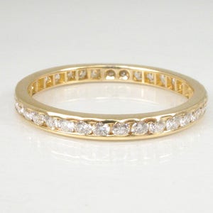 18K Yellow Gold Diamond Eternity Band Diamond Ring – 35 Full Cut Diamonds - GIA Grad Appraisal Included USD 2225.00 - FREE Shipping!!