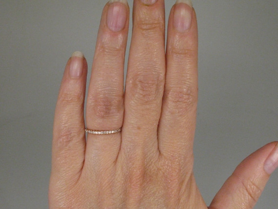 Dainty Rose Gold Diamond Stacking Wedding Ring - … - image 6