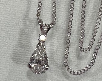 Pear Shape Diamond Pendant - 0.85 GIA Certified G- VS1 - As New Vintage Mounting - New Chain Included