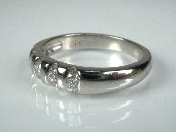 Diamond and Platinum Wedding Ring With 0.25 Carat… - image 2