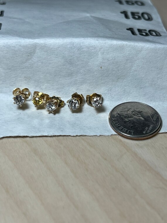 Five Diamond Studs in 14K Yellow Gold - Single St… - image 4
