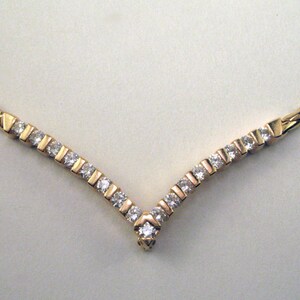 Fabulous Modern Estate Diamond Enhancer Necklace 17 Grams of 14K Yellow Gold With 17 Fine Diamonds Set In Sleek Layout Can Add Pendant image 2