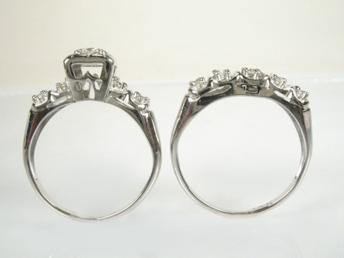 Vintage Diamond Wedding Rings Set Circa 1950's Etsy