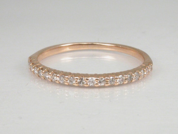 Dainty Rose Gold Diamond Stacking Wedding Ring - … - image 1