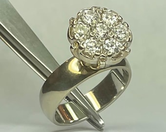 Vintage Diamond Dome Ring – 0.56ctw, 14K White Gold Cocktail Ring