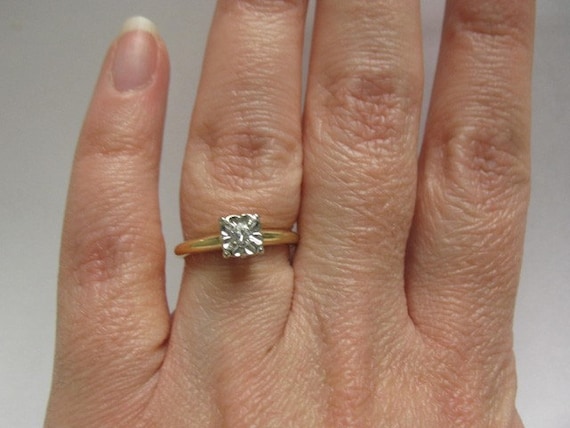 Transitional Cut Diamond Solitaire Ring - Butterc… - image 5