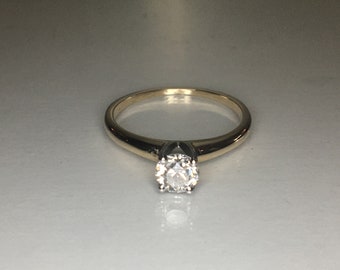 Antique 0.64 Carat Old European Cut Diamond 14K Gold Solitaire Ring