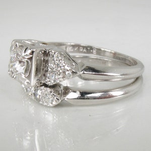 Superb Vintage Two Piece Diamond Wedding Ring Set Mid Century Styling ...