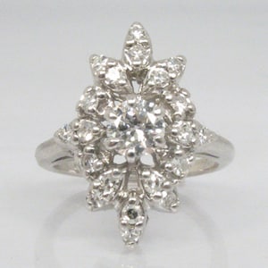 Fine Vintage Diamond Cocktail Ring - 0.47 Carats - PETITE SIZE 2.5 - Twenty One Diamonds With Cool 1960s Era Styling And Fiery Diamonds