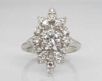 Vintage Diamond Cocktail Ring - 0.47 Carats - PETITE SIZE 2.5 - Twenty One Stones With Cool 1960s Era Styling Very Fiery!