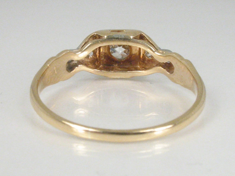 Antique Old European Cut Diamond Engagement Ring Two Tone 14K Yellow And White Gold 0.30 Carats Gorgeous and Unique image 3