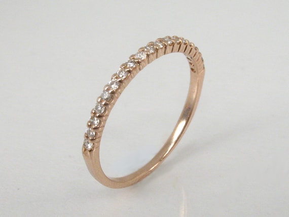 Dainty Rose Gold Diamond Stacking Wedding Ring - … - image 5